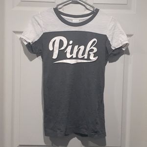 Pink Victoria Secret grey and white tshirt